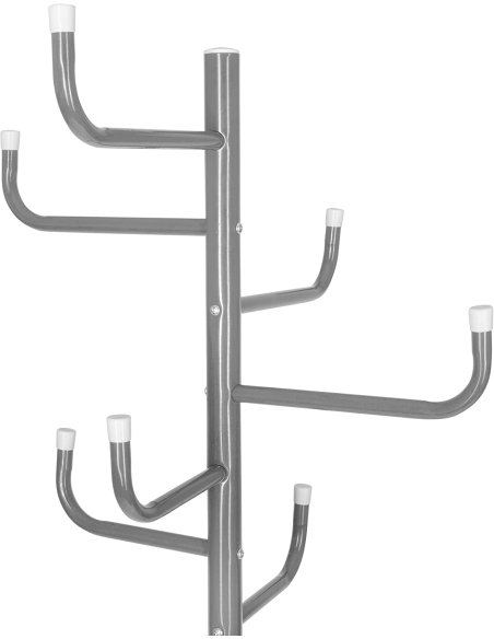 Perchero de Pie, Lacado, Perchero para Abrigos, Gris, Colgador Metálico para Ropa, Gorros, Bolsas, 8 Ganchos, 53 x 47 x 171 cm