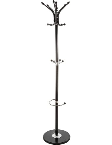 Perchero de pie gris Torino con 6 perchas batientes de color negro Ø36 x  180 cm. — MadeDesign