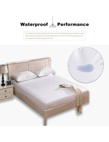 Protector de Colchón de Rizo con Capa Impermeable de TPU, Impermeable Confortable Ajustable Transpirable Blanco