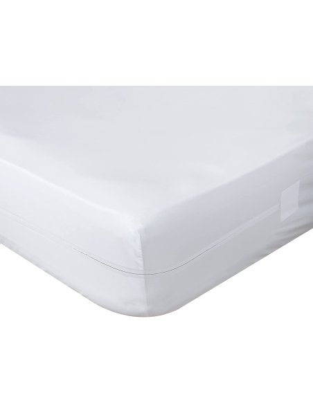 Funda Colchón con Capa Impermeable de TPU y Cremallera Cobertura Total, Impermeable y Transpirable, Elastico, Ajustable Blanco