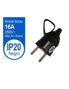 Enchufe Schuko Macho Negro...