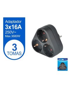 Adaptador Schuko De 3 Tomas...