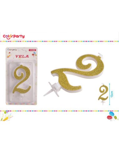 Vela cumpleaños dorado con pequeña...