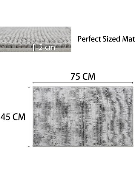 H HANSEL HOME Alfombrilla de Baño de Microfibra, Extra Suave, Antideslizante, Extra Absorvente, Lavable a Máquina, 45X75cm