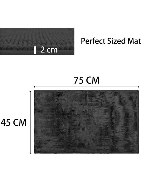 H HANSEL HOME Alfombrilla de Baño de Microfibra, Extra Suave, Antideslizante, Extra Absorvente, Lavable a Máquina, 45X75cm