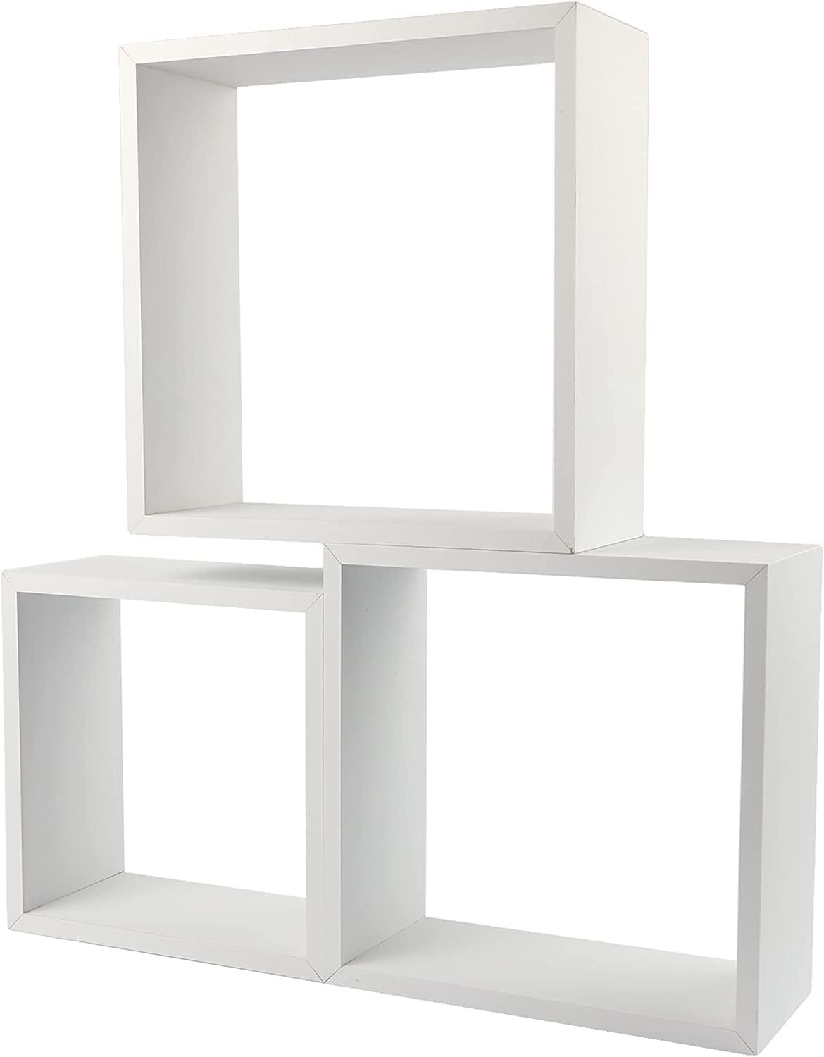 Juego De Estantes Cubo De Pared 3 Pzas Madera Maciza De Acacia Marrón