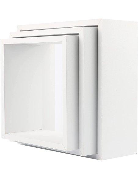 Juego de 3 Cubos Estantes de Pared, Estantería de Cubo, Estantería para Libro, Objetos de Decoración, Madera, Blanco