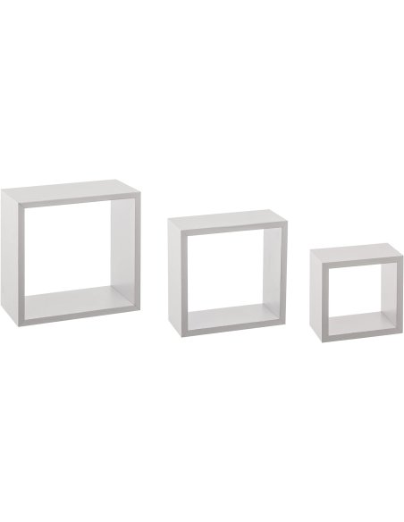 Juego de 3 Cubos Estantes de Pared, Estantería de Cubo, Estantería para Libro, Objetos de Decoración, Madera, Blanco