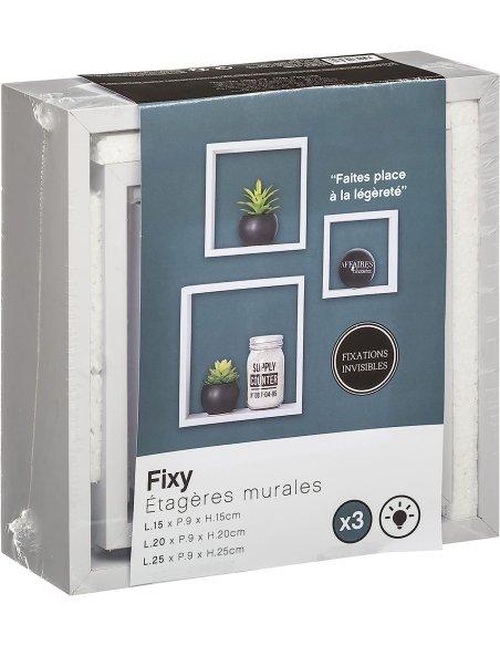 Juego de 3 Cubos Estantes de Pared, Estantería de Cubo, Estantería para Libro, Objetos de Decoración, Madera, Blanco