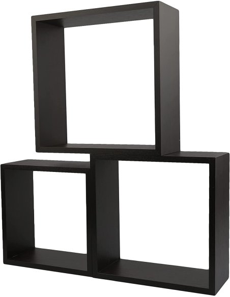 Juego de 3 Cubos Estantes de Pared, Estantería de Cubo, Estantería para Libro, Objetos de Decoración, Madera, Blanco