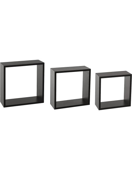 Juego de 3 Cubos Estantes de Pared, Estantería de Cubo, Estantería para Libro, Objetos de Decoración, Madera, Blanco