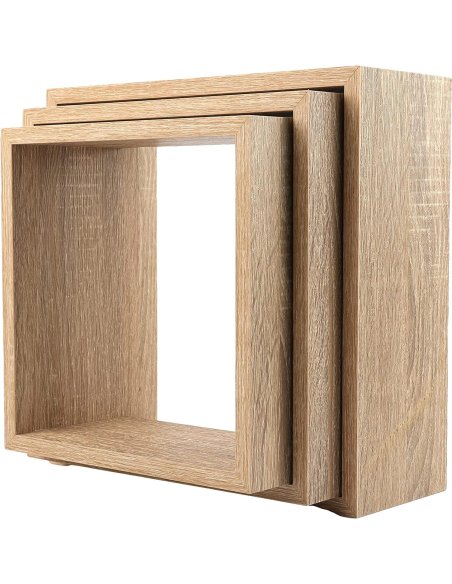 Juego de 3 Cubos Estantes de Pared, Estantería de Cubo, Estantería para Libro, Objetos de Decoración, Madera, Blanco