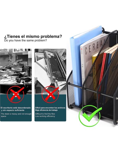 Revistero Organizador de Documentos para Escritorio de Mallas Metálica, Cajas de Almacenamiento de Archivos - Negro