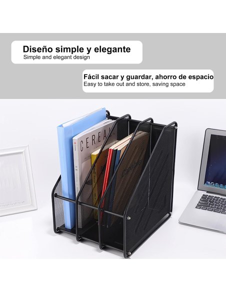 Revistero Organizador de Documentos para Escritorio de Mallas Metálica, Cajas de Almacenamiento de Archivos - Negro