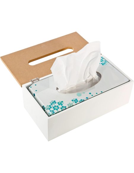 Caja para Pañuelos, Portapañuelos de Papel, Portapañuelos de Papel Caja, Madera, Recargable, 25 x 13 x 9 cm
