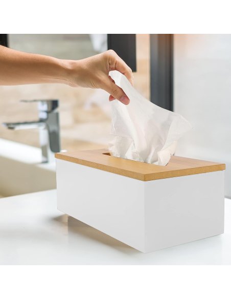 Caja para Pañuelos, Portapañuelos de Papel, Portapañuelos de Papel Caja, Madera, Recargable, 25 x 13 x 9 cm