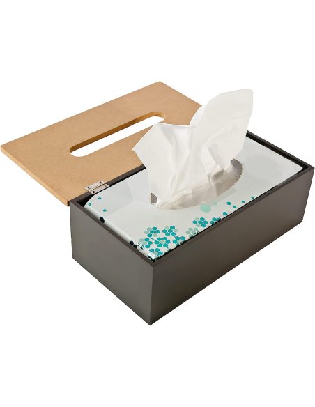 Caja para Pañuelos, Portapañuelos de Papel, Portapañuelos de Papel Caja, Madera, Recargable, 25 x 13 x 9 cm