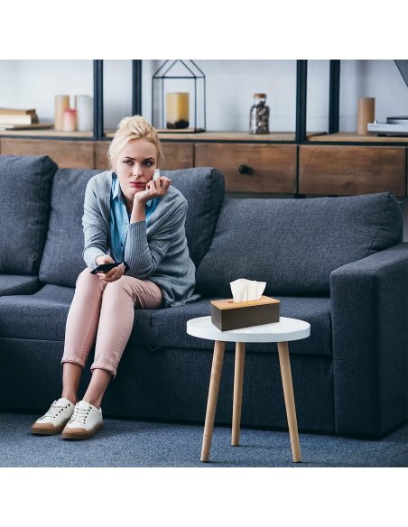 Caja para Pañuelos, Portapañuelos de Papel, Portapañuelos de Papel Caja, Madera, Recargable, 25 x 13 x 9 cm