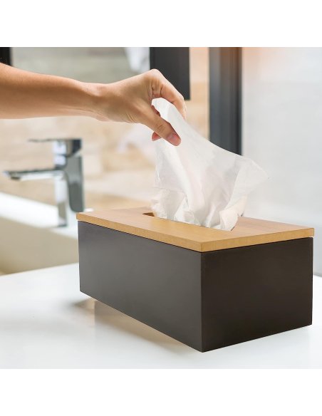 Caja para Pañuelos, Portapañuelos de Papel, Portapañuelos de Papel Caja, Madera, Recargable, 25 x 13 x 9 cm