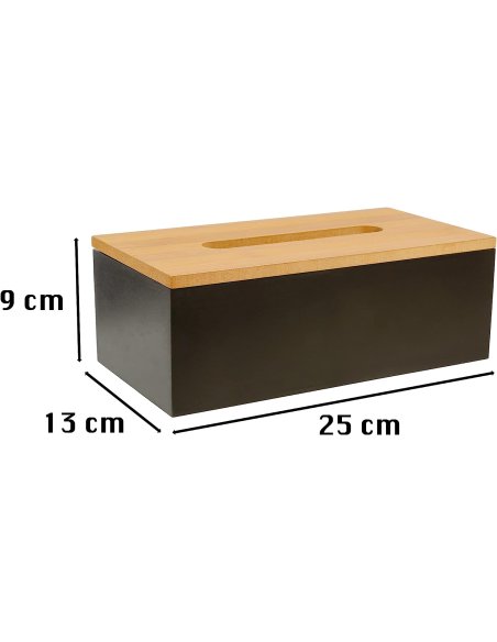 Caja para Pañuelos, Portapañuelos de Papel, Portapañuelos de Papel Caja, Madera, Recargable, 25 x 13 x 9 cm