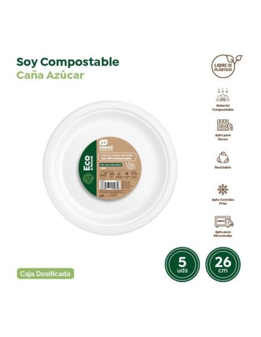 Plato Llano Compostable 5 Uds