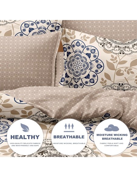 Funda Nordica de 4 Piezas Transpirable Suave al Tacto 100% Microfibra de Poliéster, Funda Edredón, con Fundas de Almohada