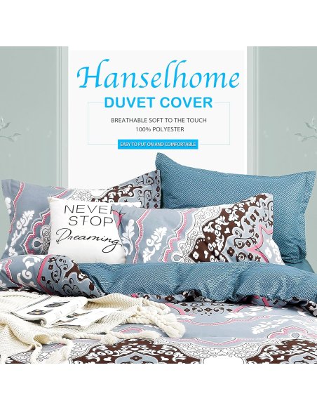 Funda Nordica de 4 Piezas Transpirable Suave al Tacto 100% Microfibra de Poliéster, Funda Edredón, con Fundas de Almohada