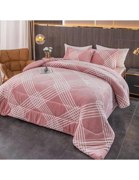 Manta Gruesa Edredón Invierno Sherpa de Microfibra de 600 gr/m², Edredón Nórdico con Borreguito Suave y Cálido