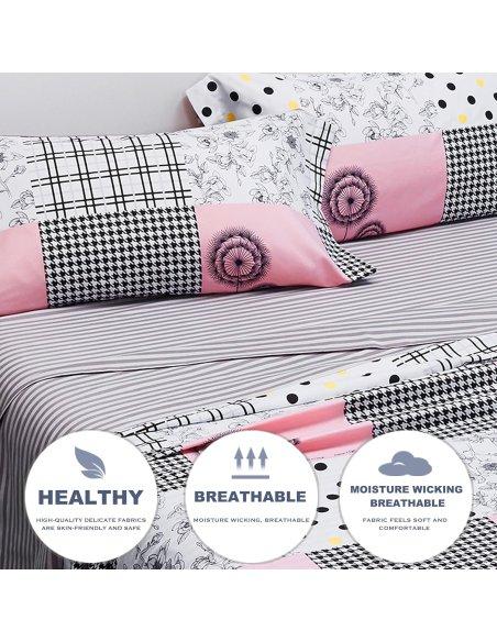 Juego de Sábanas, Microfibra Extra Suave, Sábanas Bajera Ajustable, Encimera, con de Almohada