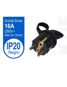 Enchufe Schuko Macho Negro...