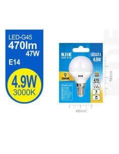 Led Esferica G45 4.9W 3000K...