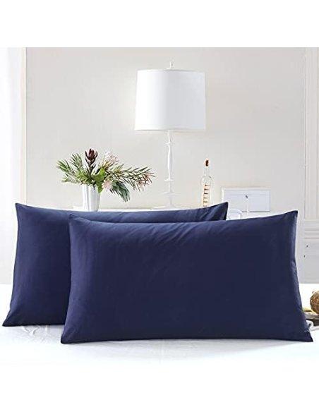 Juego de 2 Fundas Almohada, Protector de Almohada, 100% Microfibra, Cierre con Cremallera, Transpirable, Extra Suave