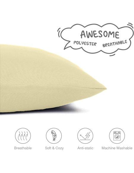 Juego de 2 Fundas Almohada, Protector de Almohada, 100% Microfibra, Cierre con Cremallera, Transpirable, Extra Suave