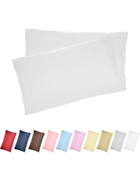 Juego de 2 Fundas Almohada, Protector de Almohada, 100% Microfibra, Cierre con Cremallera, Transpirable, Extra Suave