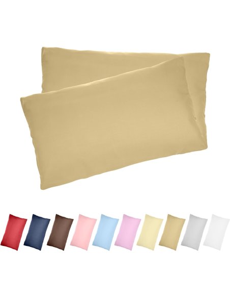 Juego de 2 Fundas Almohada, Protector de Almohada, 100% Microfibra, Cierre con Cremallera, Transpirable, Extra Suave