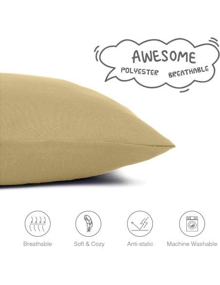 Juego de 2 Fundas Almohada, Protector de Almohada, 100% Microfibra, Cierre con Cremallera, Transpirable, Extra Suave