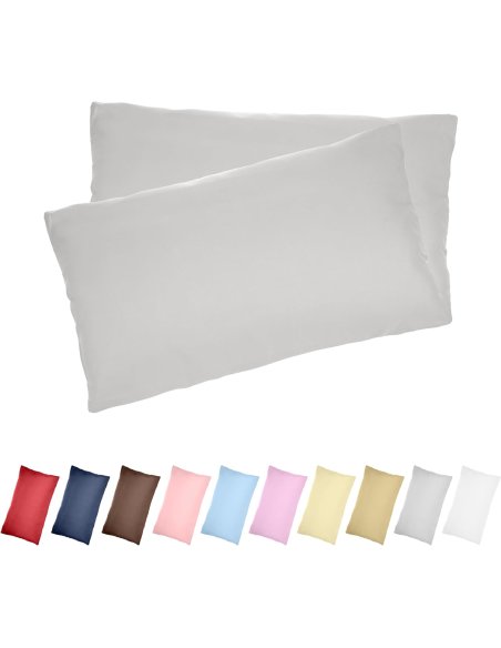Juego de 2 Fundas Almohada, Protector de Almohada, 100% Microfibra, Cierre con Cremallera, Transpirable, Extra Suave