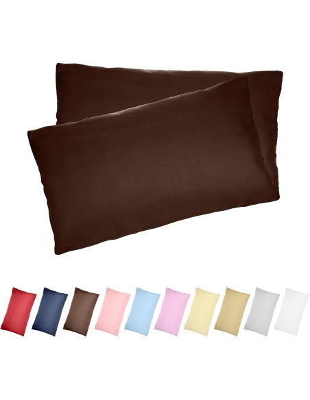 Juego de 2 Fundas Almohada, Protector de Almohada, 100% Microfibra, Cierre con Cremallera, Transpirable, Extra Suave