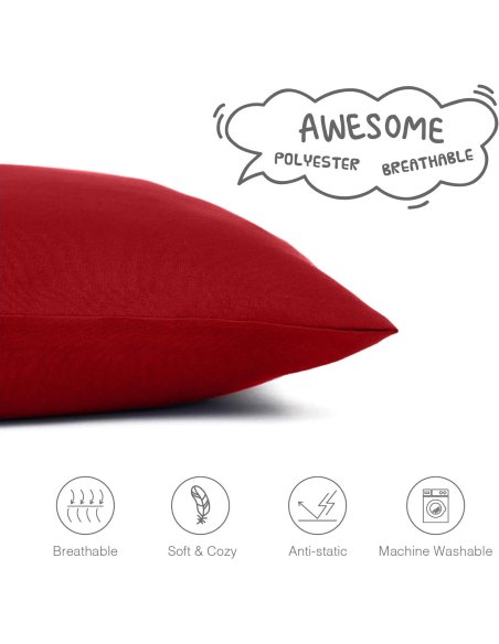 Juego de 2 Fundas Almohada, Protector de Almohada, 100% Microfibra, Cierre con Cremallera, Transpirable, Extra Suave