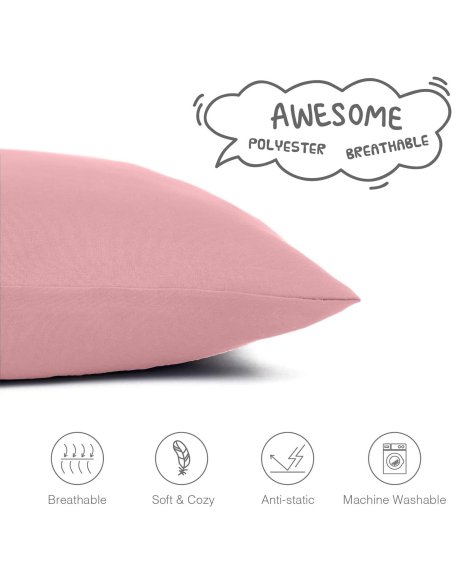 Juego de 2 Fundas Almohada, Protector de Almohada, 100% Microfibra, Cierre con Cremallera, Transpirable, Extra Suave