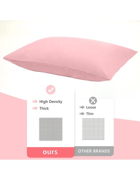 Juego de 2 Fundas Almohada, Protector de Almohada, 100% Microfibra, Cierre con Cremallera, Transpirable, Extra Suave