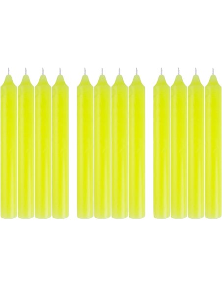 Velas de Mesa Sin Perfume, Colores Neón 17x2 cm - Duración 7 Horas