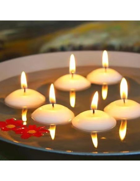 Velas Flotantes Decorativas Sin Perfume, 4.6x3 cm, Duración 4 Horas