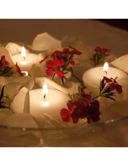 Velas Flotantes Decorativas Sin Perfume, 4.6x3 cm, Duración 4 Horas