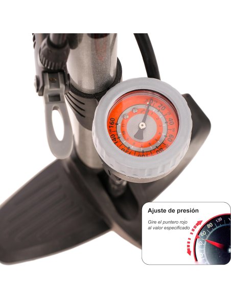 Bomba Bicicleta Bomba de Pie con Manometro Profesional para Válvulas Presta y Schrader Hinchador Bicicleta Alta Presión 160PSI