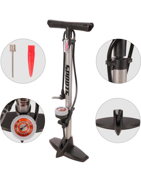 Bomba Bicicleta Bomba de Pie con Manometro Profesional para Válvulas Presta y Schrader Hinchador Bicicleta Alta Presión 160PSI