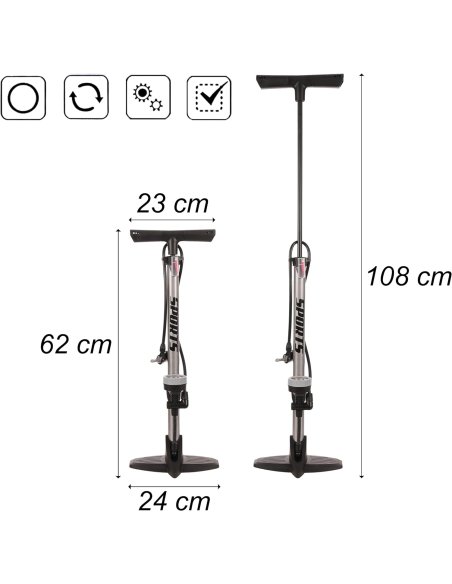 Bomba Bicicleta Bomba de Pie con Manometro Profesional para Válvulas Presta y Schrader Hinchador Bicicleta Alta Presión 160PSI