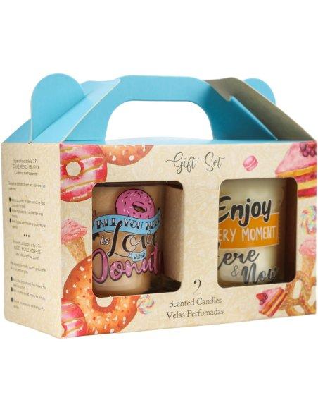 Pack de 2 Velas Aromáticas, Vela en Vaso de Cristal de Cera Vegetal, 8.5x7cm, 2x30h, 2x140g