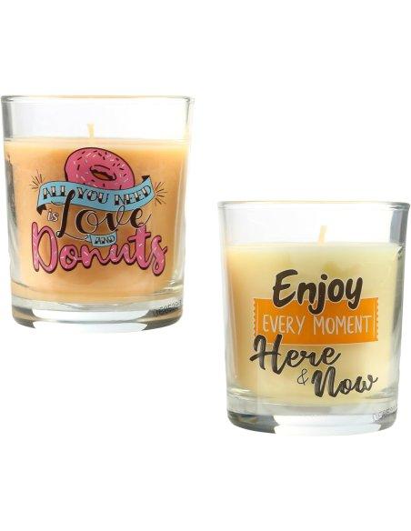 Pack de 2 Velas Aromáticas, Vela en Vaso de Cristal de Cera Vegetal, 8.5x7cm, 2x30h, 2x140g