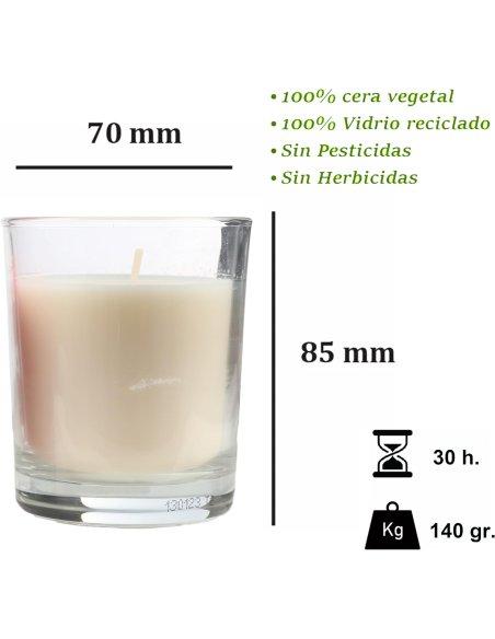 Pack de 2 Velas Aromáticas, Vela en Vaso de Cristal de Cera Vegetal, 8.5x7cm, 2x30h, 2x140g